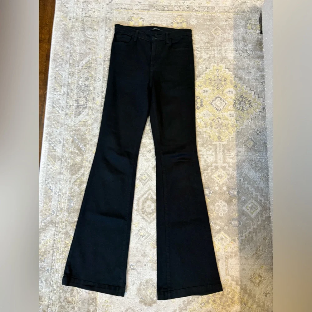 J Brand Maria High Rise Flare Jeans in Jet Black inseam 34 - Picture 7 of 14